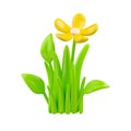 Vector 3d grass with flower icon