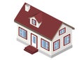 Vector. 3d house with gable roof and dormer window.