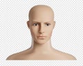 Vector 3d human model with face, feamale or male head mockup.