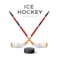 Vector 3d ice hockey crossed sticks with puck