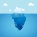 Vector 3d iceberg illustration concept. Success, clean blue cold sea or ocean concept. Royalty Free Stock Photo