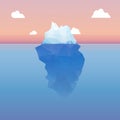 Vector 3d iceberg illustration concept. Success, clean blue cold sea or ocean concept. Royalty Free Stock Photo