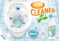 Cool mint toilet cleaner ad vector 3d illustration