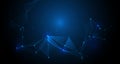 Abstract futuristic, Molecules technology with polygonal pattern shape with mesh lines on dark blue background