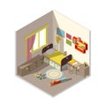 Vector interior of children bedroom with window