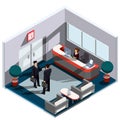 Vector 3D isometric illustration interior of reception