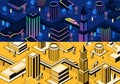 Vector 3d isometric modern cities - different types