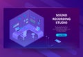 Vector 3d isometric site for sound recording studio