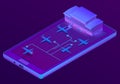 Vector 3d isometric smartphone - booking of tickets