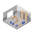 Vector 3d isometric storage, factory warehouse, storehouse Royalty Free Stock Photo