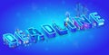 Vector 3d Isometric Word Deadline Blue Neon Effect