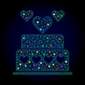 Vector 2D Mesh Marriage Cake with Glare Spots for New Year