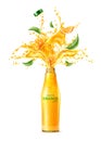 Vector 3d orange juice splash flowing liquid Royalty Free Stock Photo