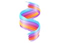 Vector 3D Paint Curl. Abstract Spiral Brush Stroke.