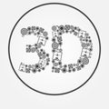 Vector 3d printer text icon Royalty Free Stock Photo