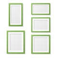 Vector 3D Reaistic Wooden or Plastic Simple Modern Minimalistic Green Picture Frame Set Isolated on White Background Royalty Free Stock Photo