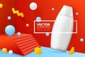 Vector abstract corner scene with shampoo bottle