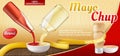 Vector realistic ad poster - mayochup sauce cooking