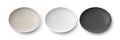 Vector 3d Realistic Beige, White, Black Empty Porcelain, Ceramic Plate Icon Closeup Isolated. Design Template for Mockup Royalty Free Stock Photo
