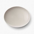 Vector 3d Realistic Beige, White Empty Porcelain, Ceramic Plate Icon Closeup Isolated. Design Template for Mockup. Stock Royalty Free Stock Photo