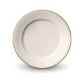 Vector 3d Realistic Beige, White Empty Porcelain, Ceramic Plate Icon Closeup Isolated with Reflection. Design Template Royalty Free Stock Photo