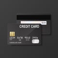 Vector 3d Realistic Black Blank Credit Card Isolated. Design Template of Plastic Credit or Debit Card for Mockup Royalty Free Stock Photo