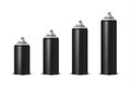 Vector 3d Realistic Black Blank Spray Can, Spray Bottle Set Closeup Isolated on White Background. Design Template of Royalty Free Stock Photo