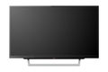 Vector 3d Realistic Black Blank TV Screenon Stand. Modern LCD LED Panel Set Closeup Isolated on White Background. Design Royalty Free Stock Photo