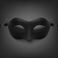 Vector 3d Realistic Black Carnival Face Mask for Party Decoration, Masquerade Closeup. Design Template of Mask for Man Royalty Free Stock Photo