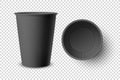 Vector 3d Realistic Black Disposable Opened Empty Paper, Plastic Coffee, Tea Cup for Drinks Icon Set Closeup Isolated on Royalty Free Stock Photo