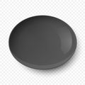 Vector 3d Realistic Black Empty Porcelain, Ceramic Plate Icon Closeup Isolated. Design Template for Mockup. Stock Vector Royalty Free Stock Photo