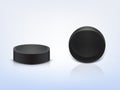 Vector realistic black rubber puck to play hockey