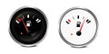 Vector 3d Realistic Black and White Circle Gas Fuel Tank Gauge, Oil Level Bar Icon Set Isolated on White Background. Car Royalty Free Stock Photo