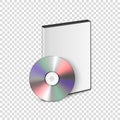 Vector 3d Realistic Blank CD, DVD with Cover Case Box Set Closeup Isolated on Transparent Background. Design Template Royalty Free Stock Photo