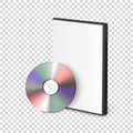 Vector 3d Realistic Blank CD, DVD with Cover Case Box Set Closeup Isolated on Transparent Background. Design Template Royalty Free Stock Photo