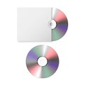 Vector 3d Realistic Blank CD, DVD with Paper Cover Case Box Set Closeup Isolated on White Background. Design Template Royalty Free Stock Photo