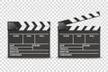 Vector 3d Realistic Blank Closed and Opened Movie Film Clap Board Icon Set Closeup Isolated on Transparent Background