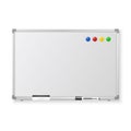 Vector 3d Realistic Blank Magnetic Whiteboard with Marker, Round Magnets and Board Sponge Closeup Isolated on White Royalty Free Stock Photo