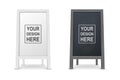Vector 3d Realistic Blank White and Black Wooden Board for Restaurant Menu Icon Set Closeup Isolated. Advertising Street Royalty Free Stock Photo