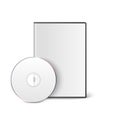Vector 3d Realistic Blank White CD, DVD with Cover Case Box Set Closeup Isolated on White Background. Design Template Royalty Free Stock Photo
