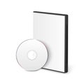 Vector 3d Realistic Blank White CD, DVD with Cover Case Box Set Closeup Isolated on White Background. Design Template Royalty Free Stock Photo