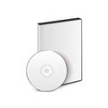 Vector 3d Realistic Blank White CD, DVD with Cover Case Box Set Closeup Isolated on White Background. Design Template Royalty Free Stock Photo