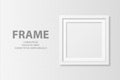 Vector 3d Realistic Blank White Square Wooden Simple Modern Frame on White Textured Wall Background. It Can Be Used for Royalty Free Stock Photo