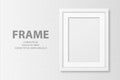 Vector 3d Realistic Blank White A4 Vertical Wooden Simple Modern Frame on White Textured Wall Background. It Can Be Used Royalty Free Stock Photo