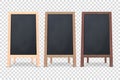 Vector 3d Realistic Blank Wooden Chalk Board for Restaurant Menu Icon Set Closeup Isolated. Advertising Street Sandwich Royalty Free Stock Photo