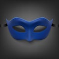 Vector 3d Realistic Blue Carnival Face Mask for Party Decoration, Masquerade Closeup. Design Template of Mask for Man or Royalty Free Stock Photo