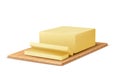 Vector 3d realistic butter on wooden tray