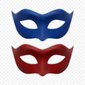 Vector 3d Realistic Carnival Face Mask Icon Set, Masks for Party Decoration, Masquerade Closeup Isolated. Design Royalty Free Stock Photo