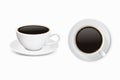 Vector 3d Realistic Ceramic White Coffee Mug, Cup Isolated on White Background. Black Coffee. Espresso, Mocha. Design