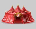 Vector 3d realistic circus tent with signboard Royalty Free Stock Photo